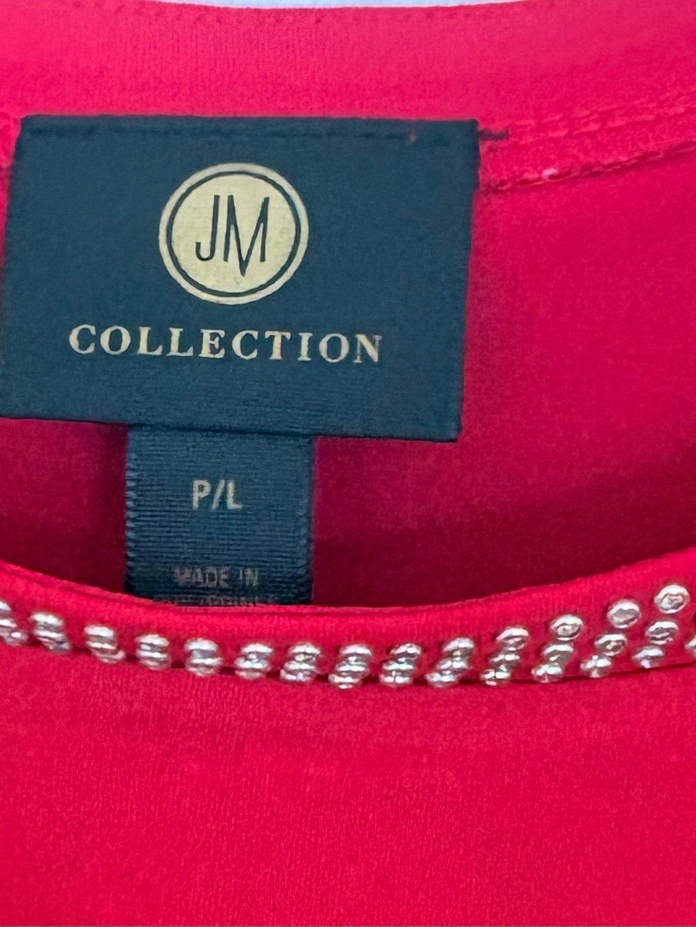 MJ Collection B Red Cold-Shoulder Rhinestone Neck Tunic - Picture 5 of 6